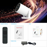 New HY300 PRO Portable Mini Projector, Smart Android Projector, Wireless Screen Mirroring for Indoor Home Theater Entertainment