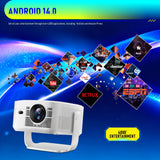 HY450max Smart Android Projector, 2GB RAM Portable Video Projector, Home Theater & Outdoor Movie Projector for Business and Indoor‑Outdoor Entertainment