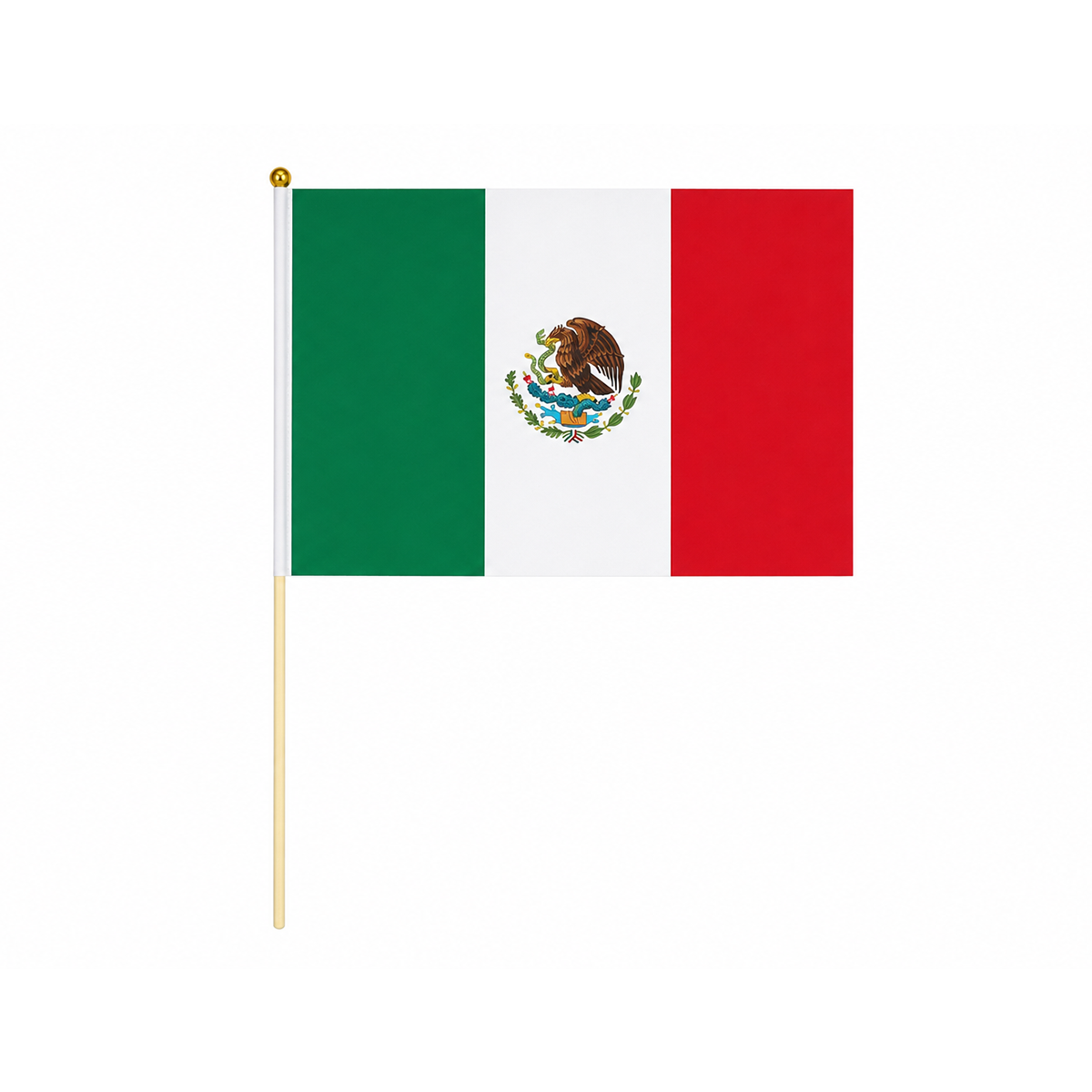 8x11 Inch Mini Mexican Handheld Flag on Stick, Small MX Hand‑Held Patriotic Flag for September 16th, Home Yard and Outdoor Decor(10pcs)