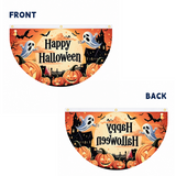 Halloween Flags Outdoor Bunting Fan Flag Happy Halloween Bunting Flag Ghost Pumpkin Half Fan Banner Decoration for Holiday Indoor Outdoor Yard Decoration, (2Pcs) 1.5 x 3 ft