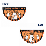 Halloween Flags Outdoor Bunting Fan Flag Happy Halloween Bunting Flag Ghost Pumpkin Half Fan Banner Decoration for Holiday Indoor Outdoor Yard Decoration, (2Pcs) 1.5 x 3 ft