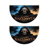Halloween Flags Outdoor Bunting Fan Flag Happy Halloween Bunting Flag Ghost Pumpkin Half Fan Banner Decoration for Holiday Indoor Outdoor Yard Decoration, (2Pcs) 1.5 x 3 ft