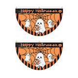 Halloween Flags Outdoor Bunting Fan Flag Happy Halloween Bunting Flag Ghost Pumpkin Half Fan Banner Decoration for Holiday Indoor Outdoor Yard Decoration, (2Pcs) 1.5 x 3 ft